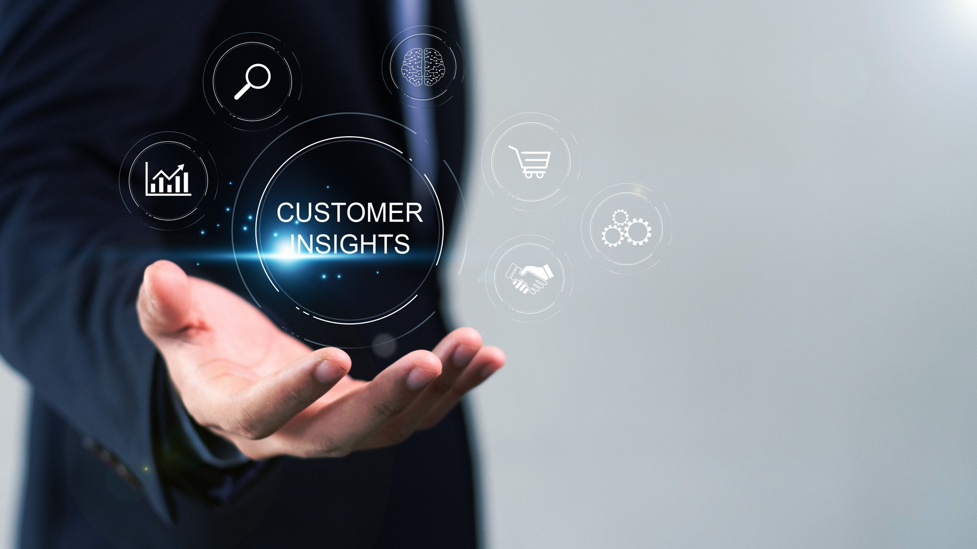 Customer insight marketing concept. Deep understanding of customers, behaviors and needs. Using customer insight to build strong customer relationship and increase loyalty.